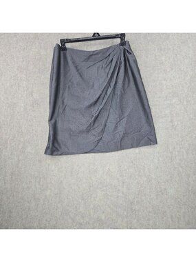 Gray Women's Draped Front Skirt Polyester Blend Size M Versatile A-Line Design